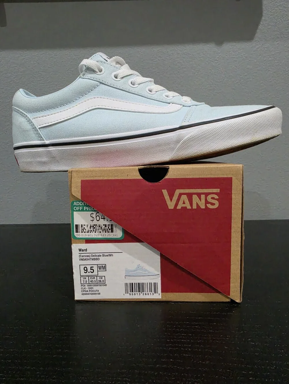 VANS Ward Delicate Blue Low Top Sneakers | Unisex Size W 9.5 / M 8